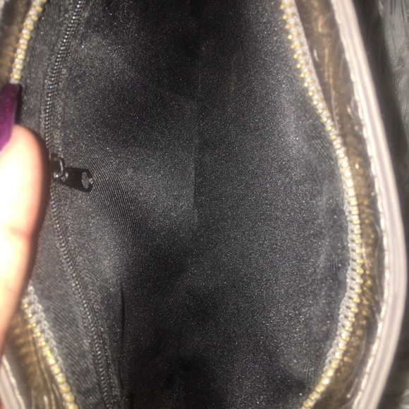 Embossed Clutch w/Black fur puff 12.5” x 6.5” - Picture 4 of 4